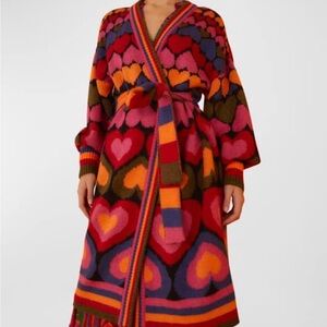 FARM Rio Multicolor Heart Pattern Cardigan